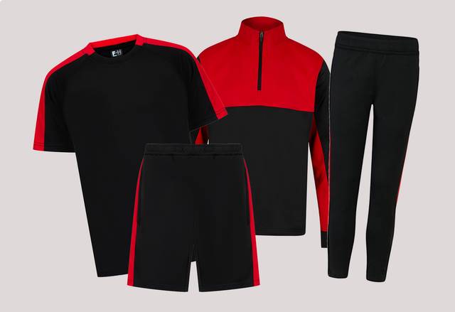 Black / Red — primary school PE kit colour