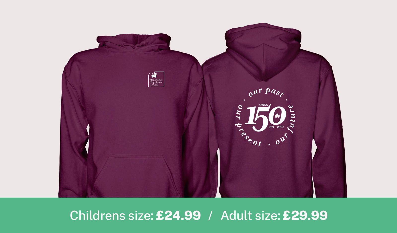 Manchester High School for Girls 150 Years Hoodies Plum