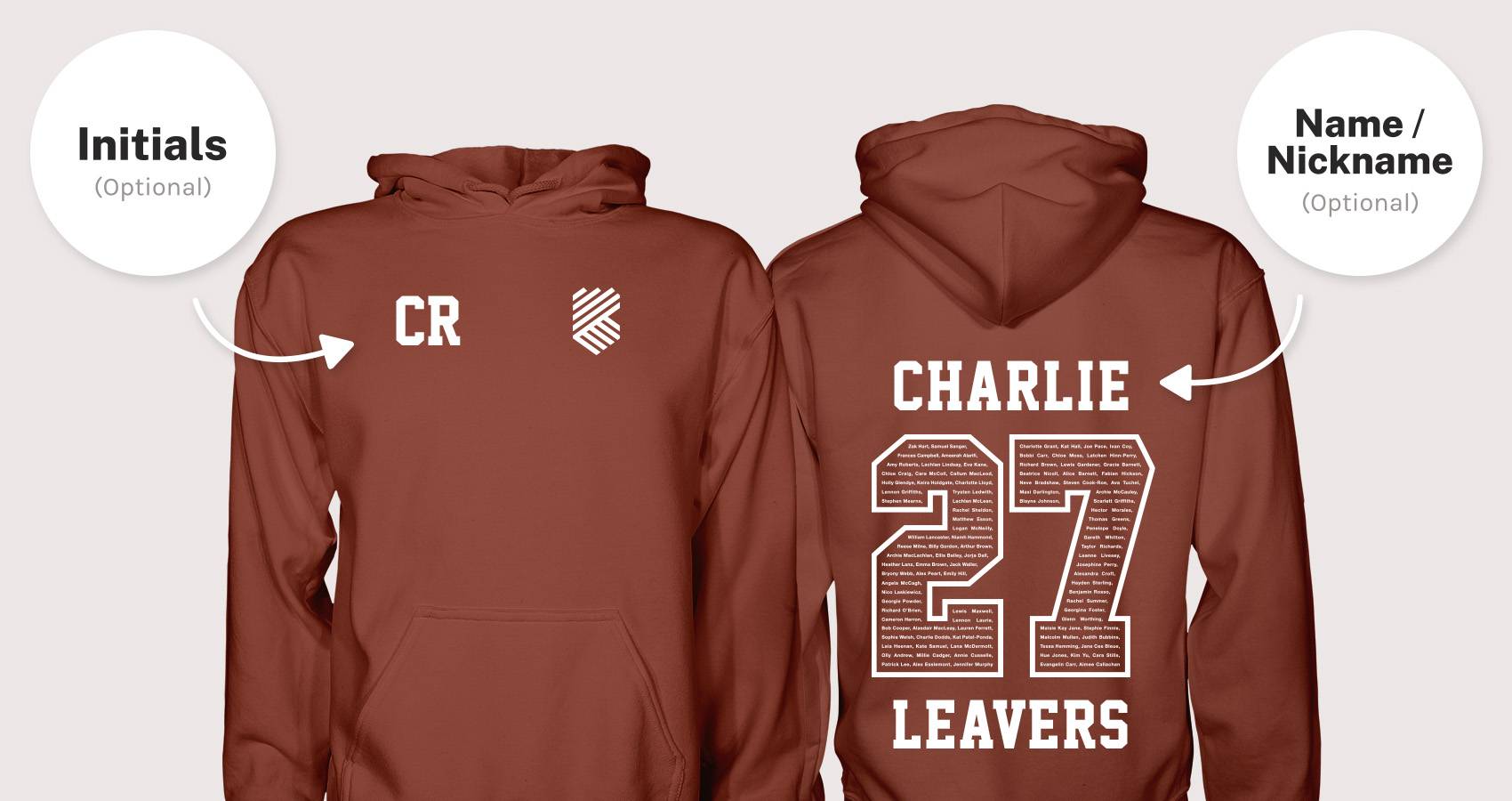 A Guide To Ordering School Leavers Hoodies in 2027 the front and back of a 2027 leavers hoodie