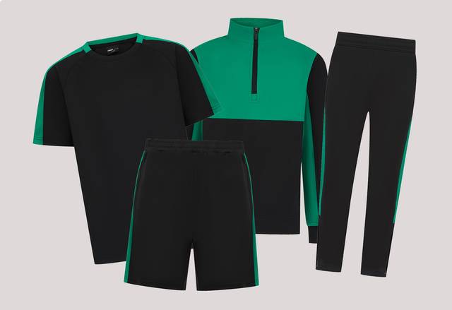 Black / Green — primary school PE kit colour