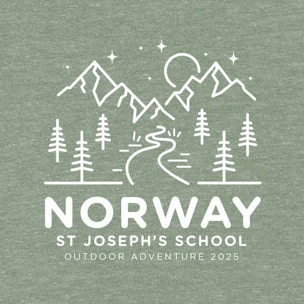School trip hoodies design an illustrated outdoors mountain scene