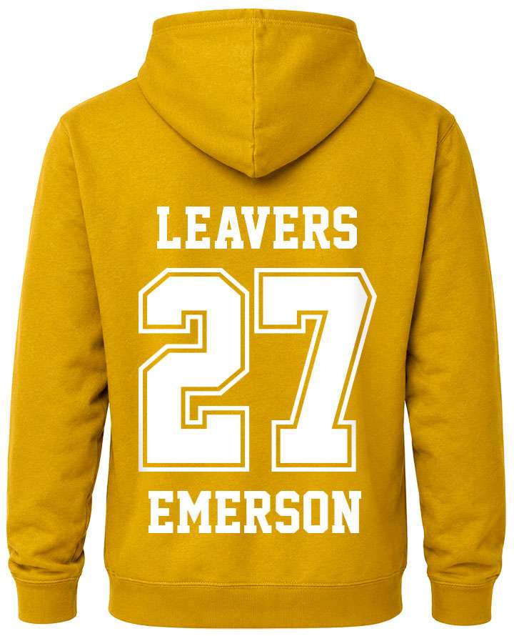 leavers hoodies solid 27 background design with a nickname printed across shoulders, solid 27, leavers printed at the bottom