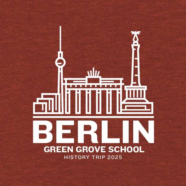School trip hoodies design with an illustrated skyline of Berlin
