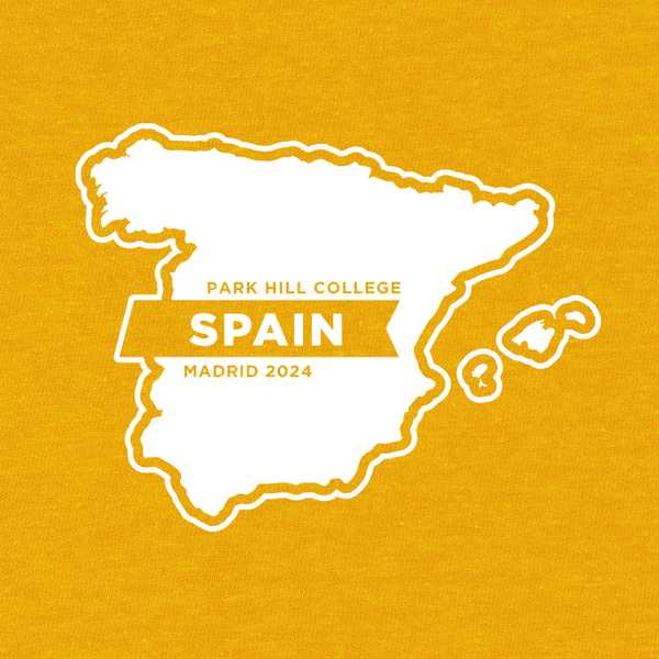 School trip hoodie design with a map of Spain