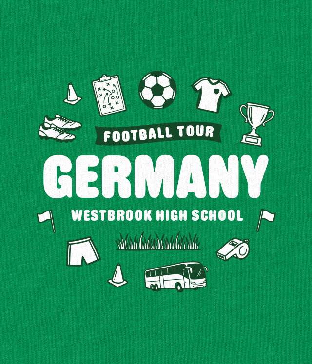 A custom school trip hoodie design for a football team tour
