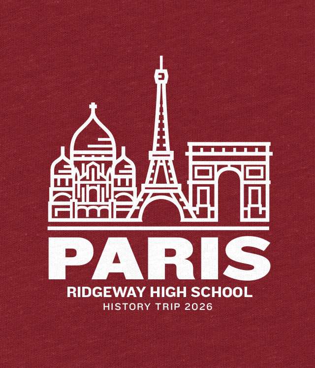 School trip hoodies design with an illustrated skyline of Paris