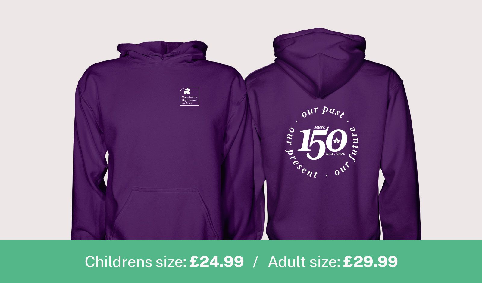 Manchester High School for Girls 150 Years Hoodies Purple