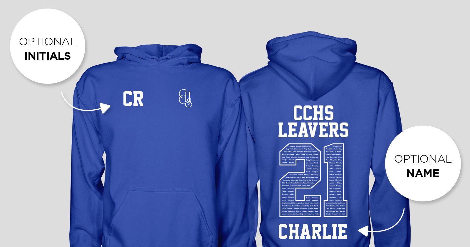 Clacton County High School Leavers Hoodies 2021 Royal Blue
