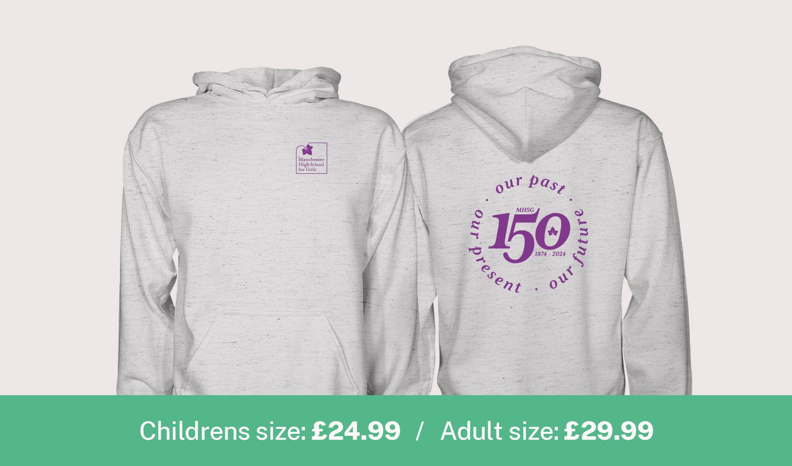 Manchester High School for Girls 150 Years Hoodies Ash