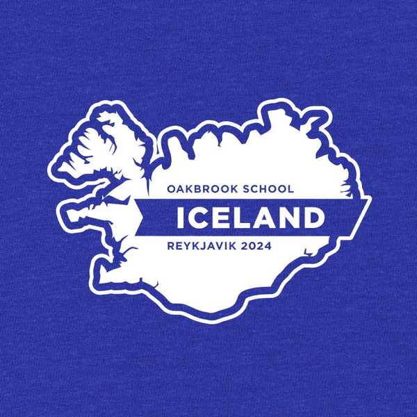 School trip hoodie design with a map of Iceland