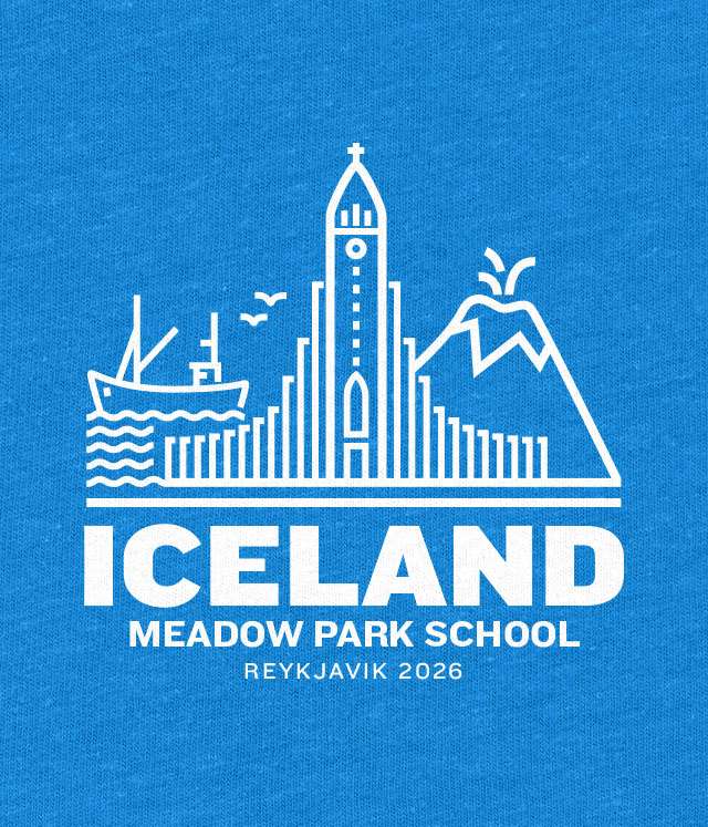 School trip hoodies design with an illustrated skyline of Iceland