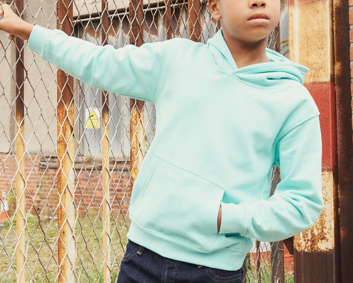 boy in peppermint hoodie