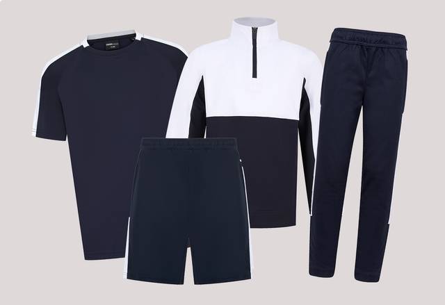 Navy / White — primary school PE kit colour