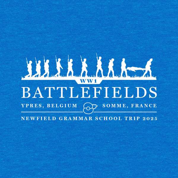 A custom school trip hoodie design of a WW1 battlefield trip