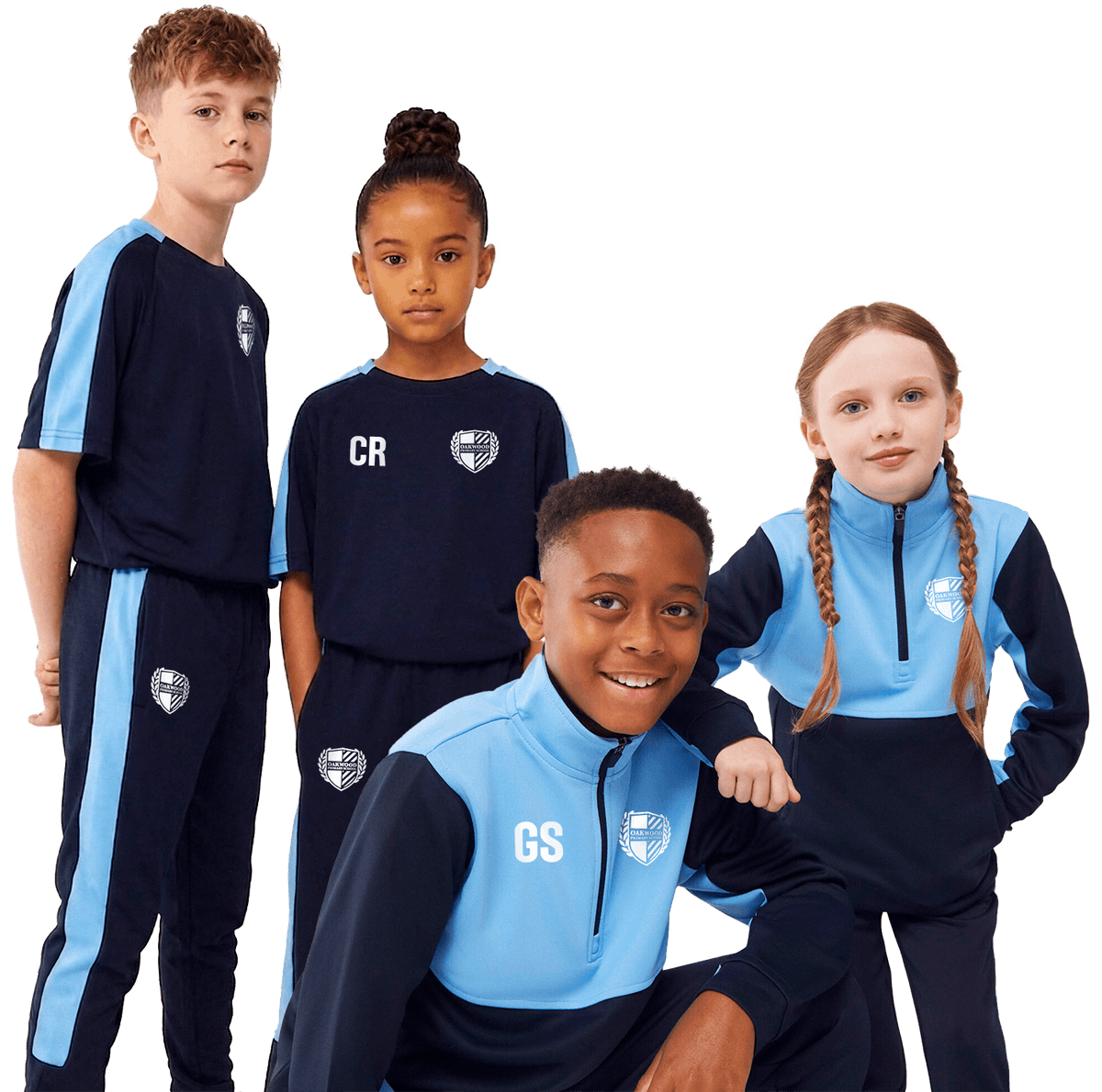 Primary school students wearing branded PE kits